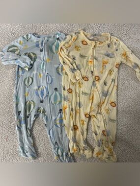 Huggies Baby Footie Pajamas - Blue Hot Air Balloon & Yellow Safari Prints